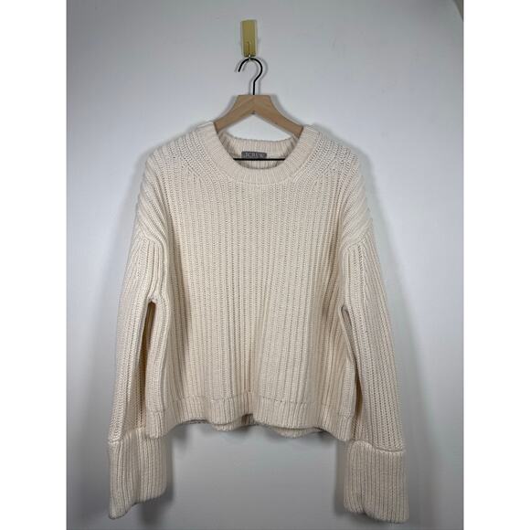 J.Crew Heritage Fisherman Cotton Fisherman Oversized Sweater - Cream XXL - Picture 2 of 9